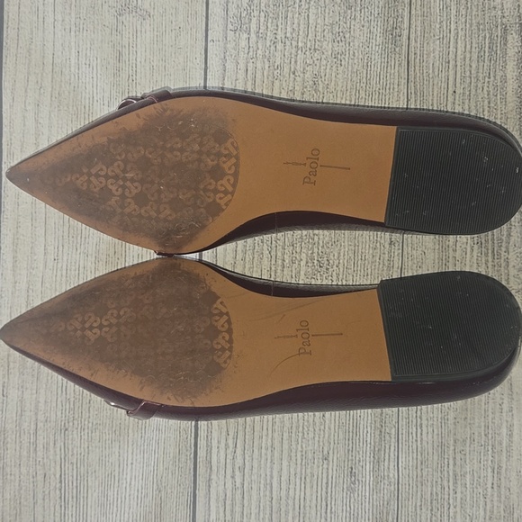 Linea Paolo Nora Patent Pointy Toe Resin Chain Keeper Flats Dark Red Size 7 - Picture 8 of 9